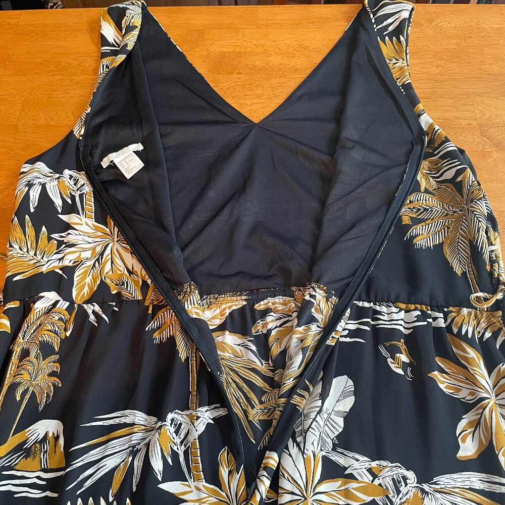 NWOT Size 14 H&M black white and golden yellow Hawaiian-print dress - Picture 14 of 15